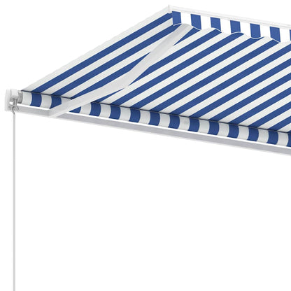 Manual Awning 4 x 3.5 m 100% Polyester Drop 350 cm Blue and white