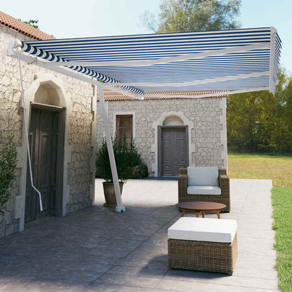 Manual Awning 4 x 3.5 m 100% Polyester Drop 350 cm Blue and white