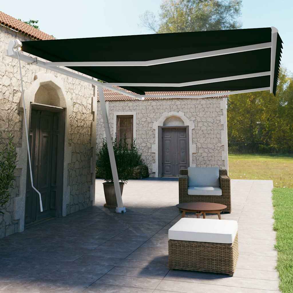 Manual Awning 4 x 3.5 m 100% Polyester Drop 350 cm Anthracite