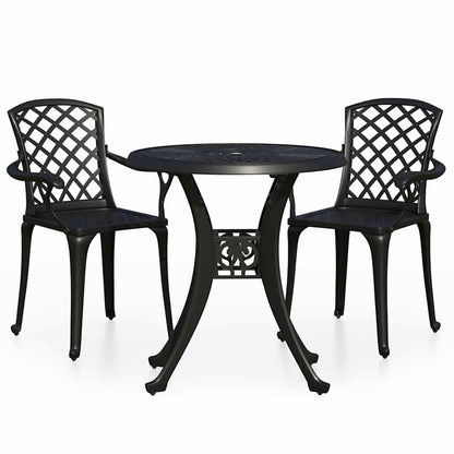 vidaXL 3 Piece Bistro Set Cast Aluminium Black 2