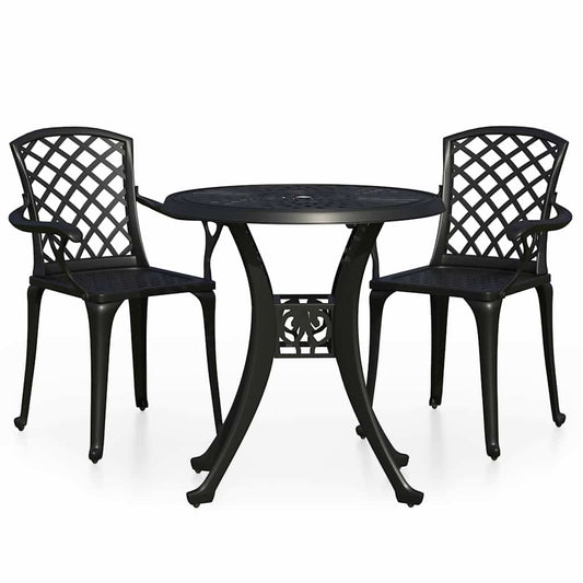 3 Piece Bistro Set Cast Aluminium Black 2
