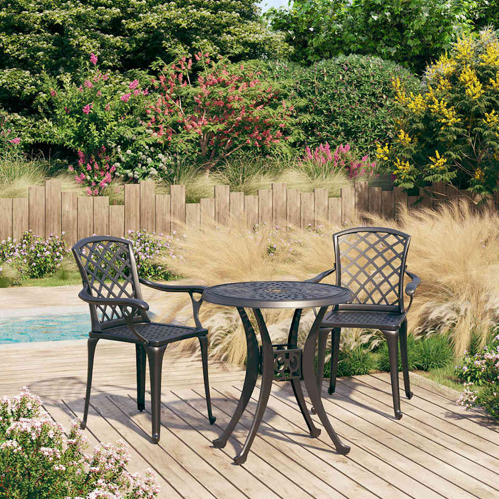 vidaXL 3 Piece Bistro Set Cast Aluminium Black 1