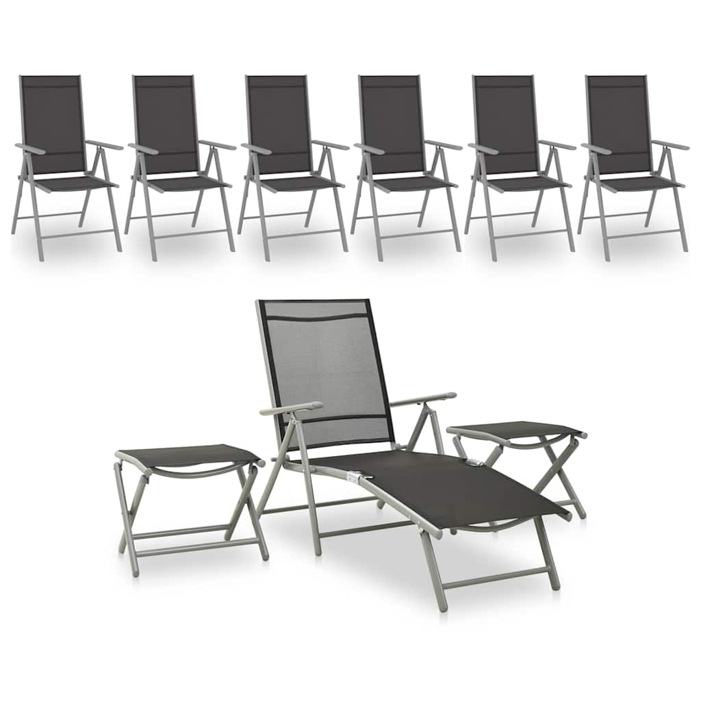 vidaXL 9 Piece Garden Lounge Set Black and Silver 1