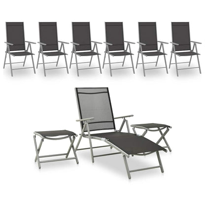 vidaXL 9 Piece Garden Lounge Set Black and Silver 1