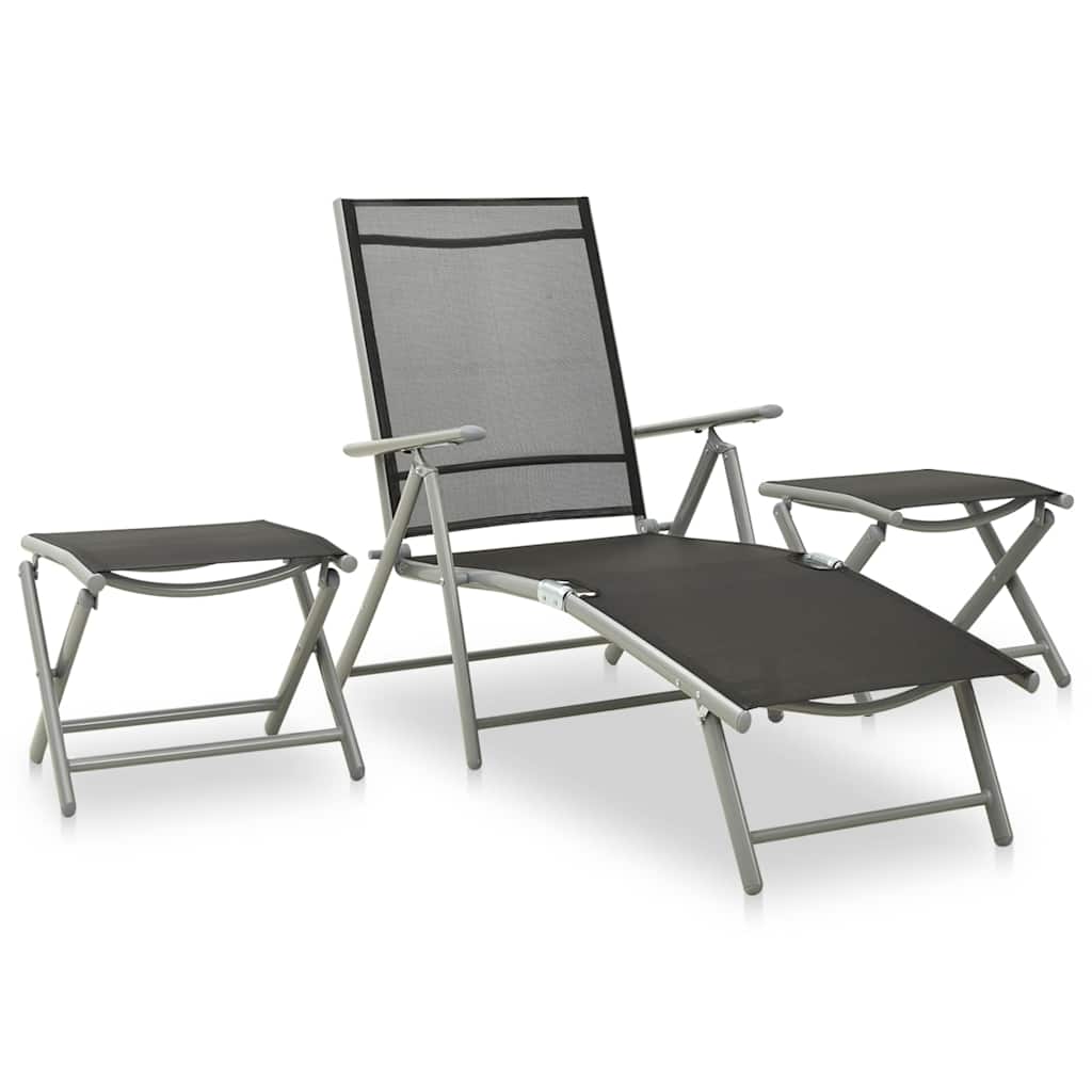 vidaXL 9 Piece Garden Lounge Set Black and Silver 3