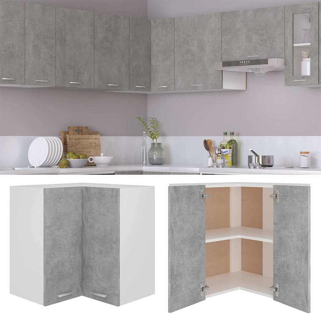 Hanging Cabinet 20 x 29.5 x 100 cm Concrete Grey 1x hanging corner cabinet 57 cm wide 60 cm high