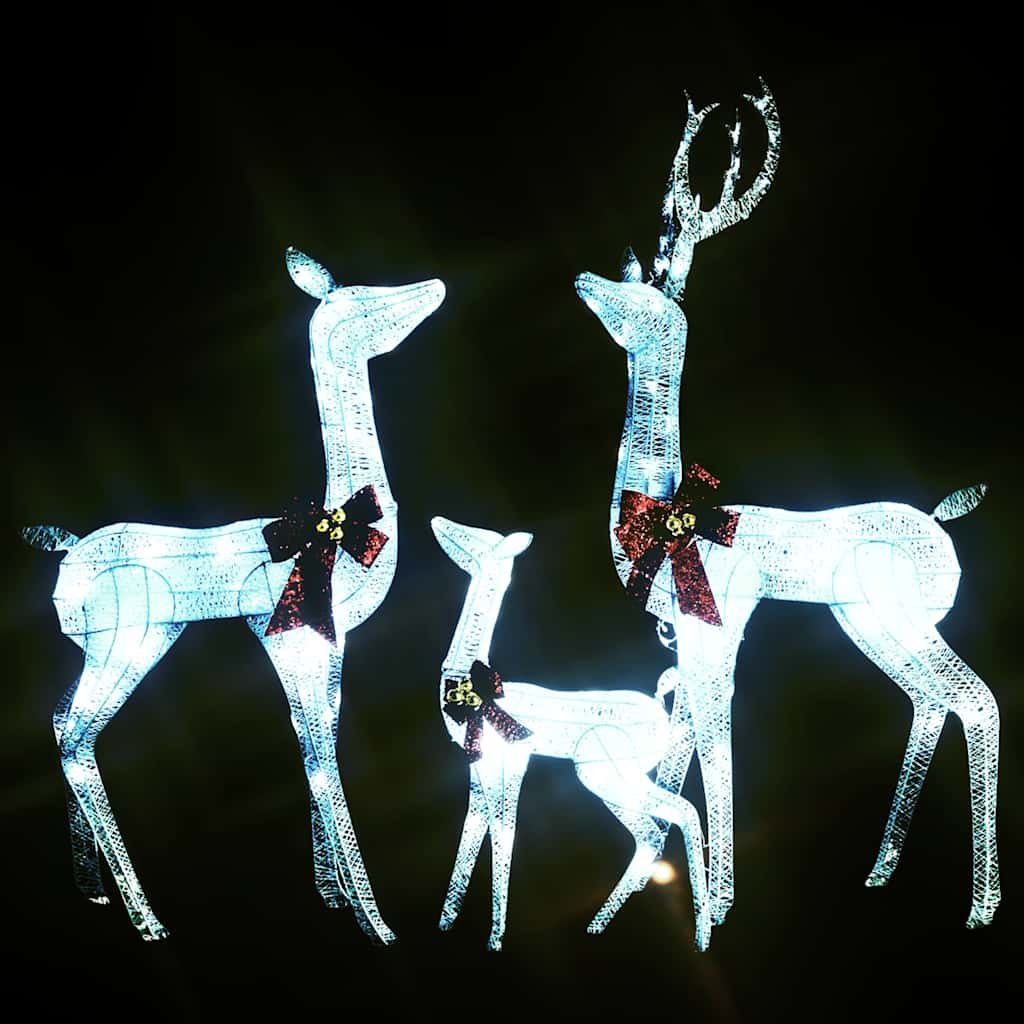vidaXL Reindeer Family Christmas Decoration White and Silver 201 LEDs 4