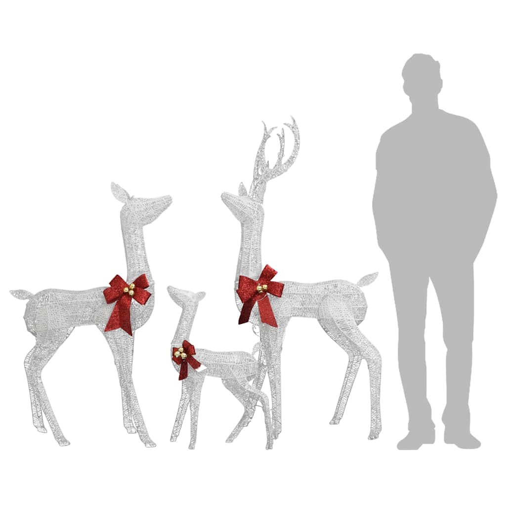 vidaXL Reindeer Family Christmas Decoration White and Silver 201 LEDs 6