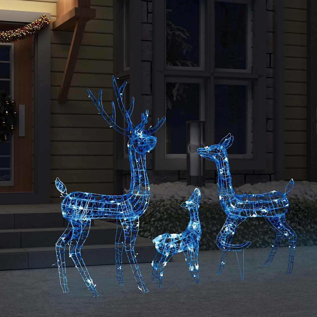 329795 vidaXL Acrylic Reindeer Family Christmas Decoration 300 LED Blue 3
