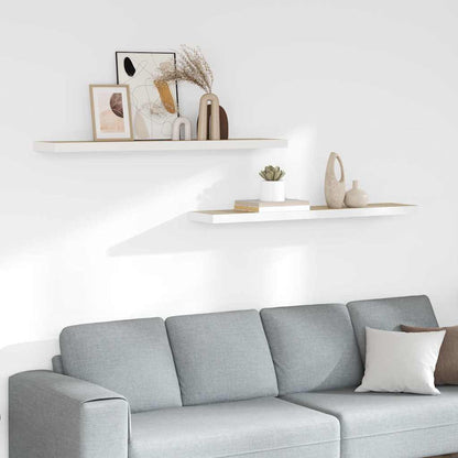 Floating Wall Shelves 120x23.5x3.8 cm MDF 2 pcs Oak and white