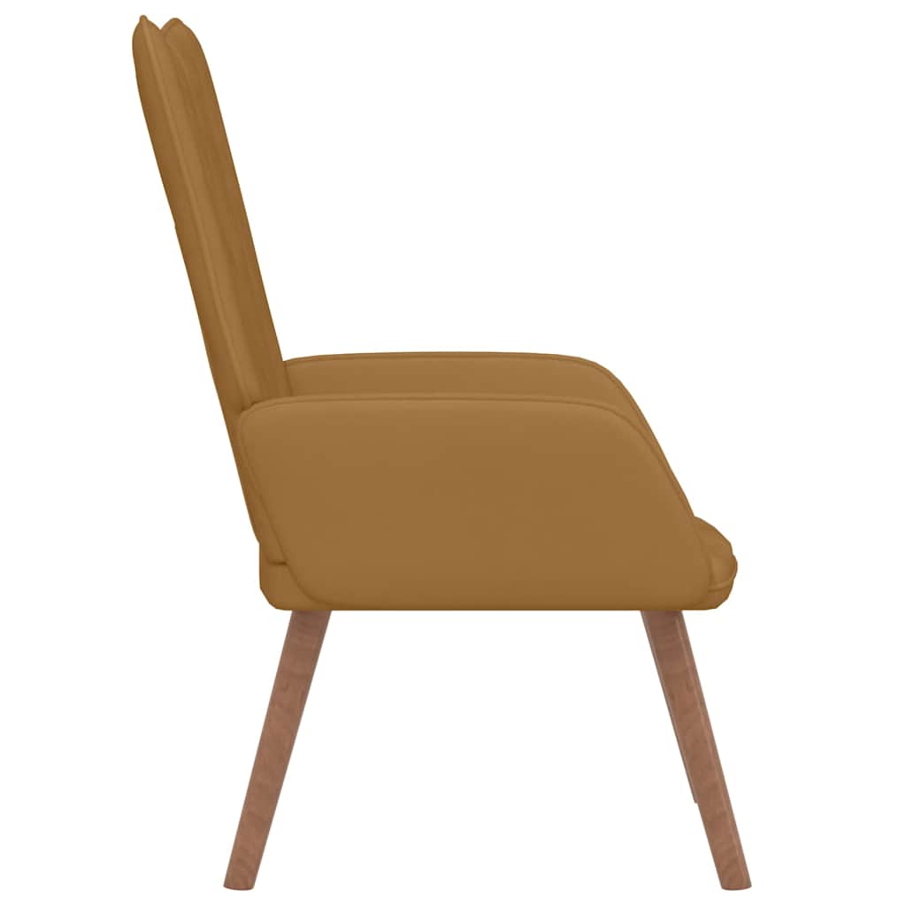 Relaxing Chair with a Stool Velvet Кафяв Without footrest