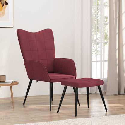 Relaxing Chair Fabric Wine red With footrest