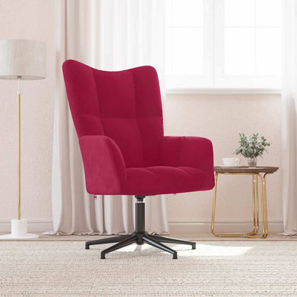 Relaxing Chair with a Stool Velvet Wine red without footrest