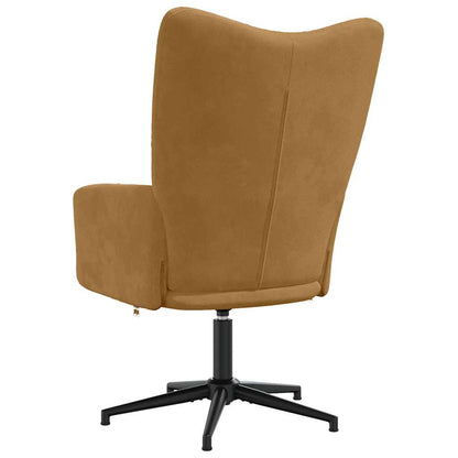Relaxing Chair with a Stool Velvet Brown without footrest