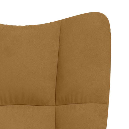 Relaxing Chair with a Stool Velvet Brown without footrest