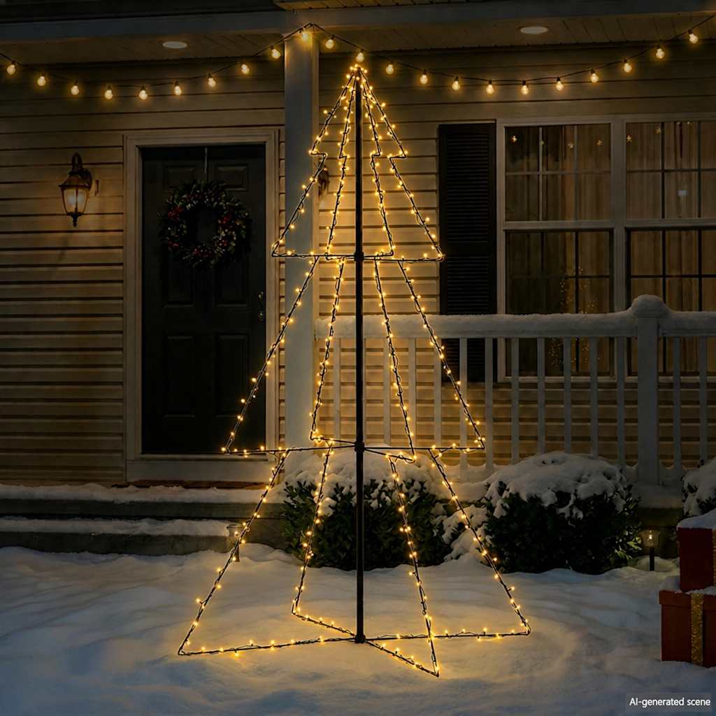 Christmas Cone Tree 160 LEDs Indoor and Outdoor 78x120 cm Warm white 180 cm 118 cm