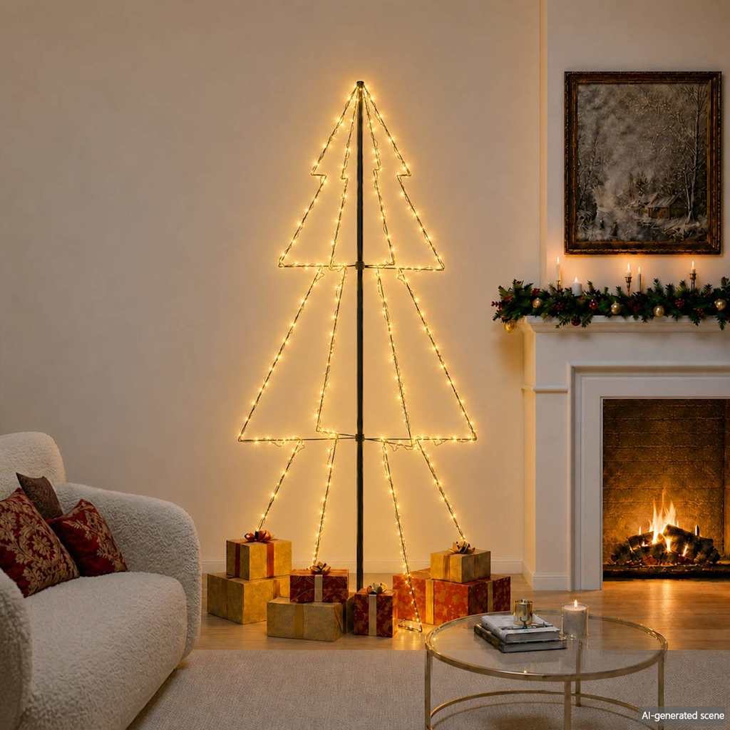 Christmas Cone Tree 160 LEDs Indoor and Outdoor 78x120 cm Warm white 220 cm 120 cm