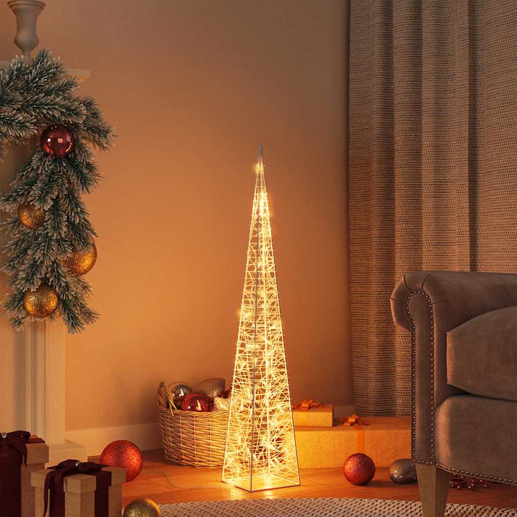 Acrylic Decorative LED Light Cone with Battery Warm white 90 cm
