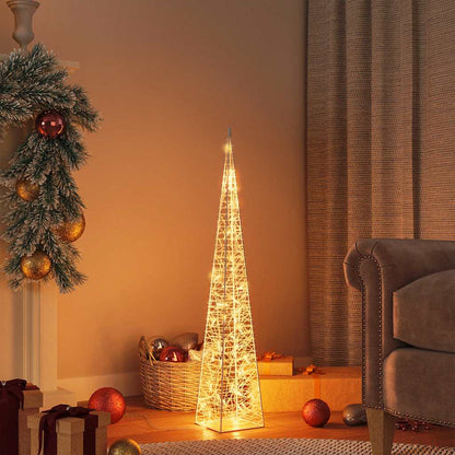 Acrylic Decorative LED Light Cone with Battery Warm white 90 cm