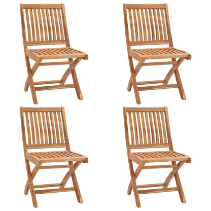 vidaXL Folding Chairs 4 pcs Solid Teak Wood 1