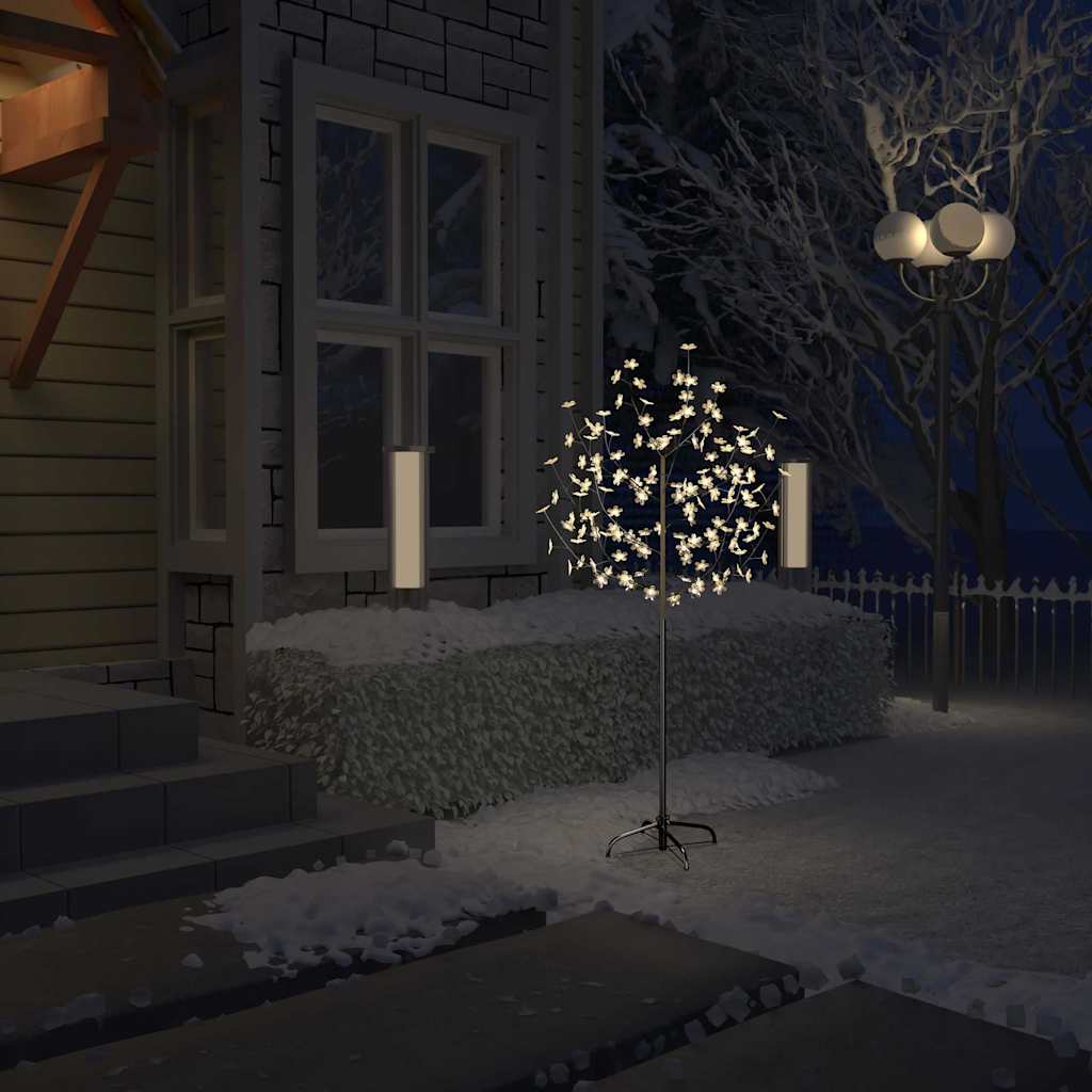 vidaXL Christmas Tree 120 LEDs Warm White Light Cherry Blossom 150 cm 1