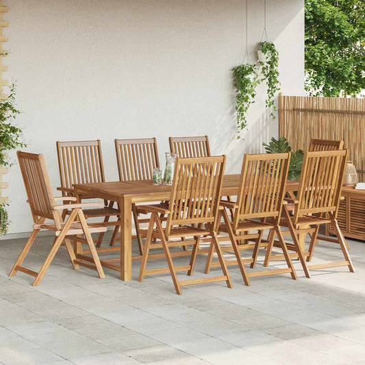 Reclining Garden Chairs Natural Solid Acacia Wood 8 pcs Natural