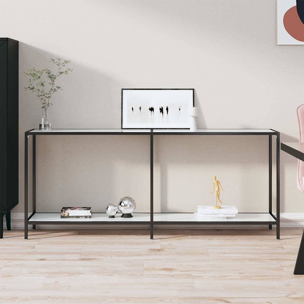 Console Table 140x35x75,5 cm Tempered Glass White marble 180 cm