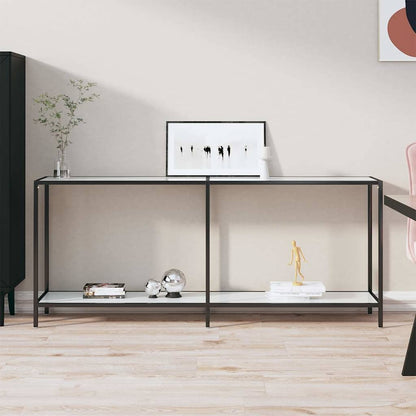 Console Table 140x35x75,5 cm Tempered Glass White marble 180 cm
