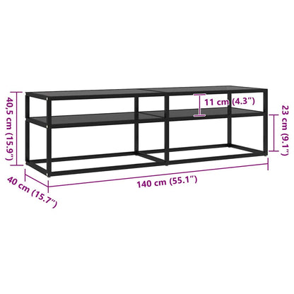 TV Cabinet 140x40x40,5 cm Tempered Glass Black 140 cm