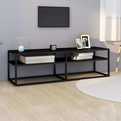 TV Cabinet 140x40x40,5 cm Tempered Glass Black 140 cm