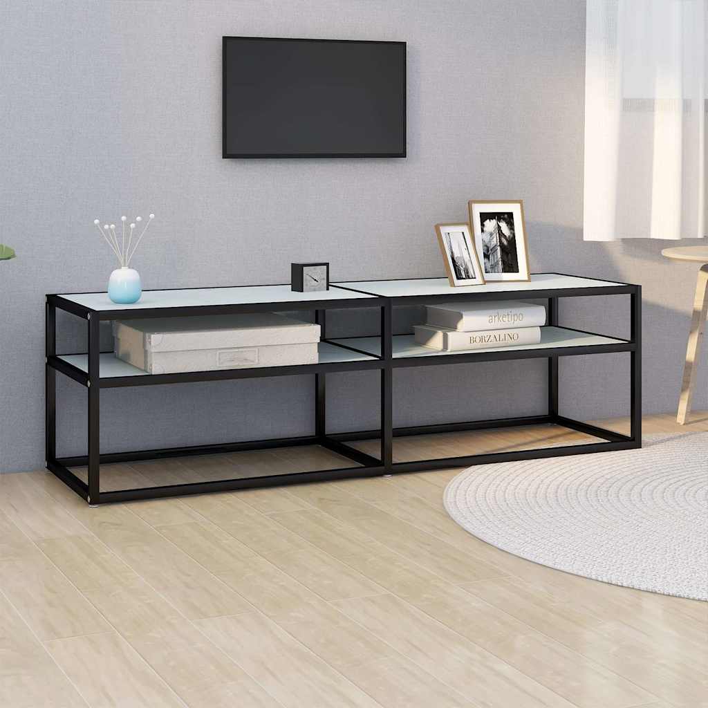 TV Cabinet 140x40x40,5 cm Tempered Glass Black and white marble 140 cm