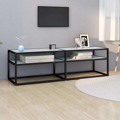 TV Cabinet 140x40x40,5 cm Tempered Glass Black and white marble 140 cm
