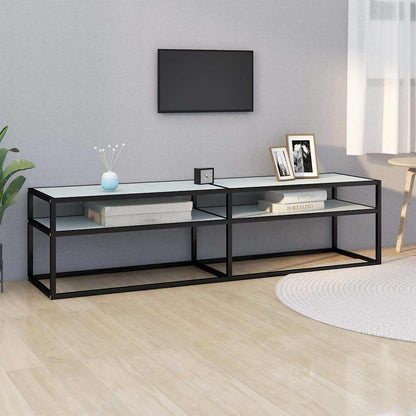 TV Cabinet 140x40x40,5 cm Tempered Glass Black and white marble 160 cm