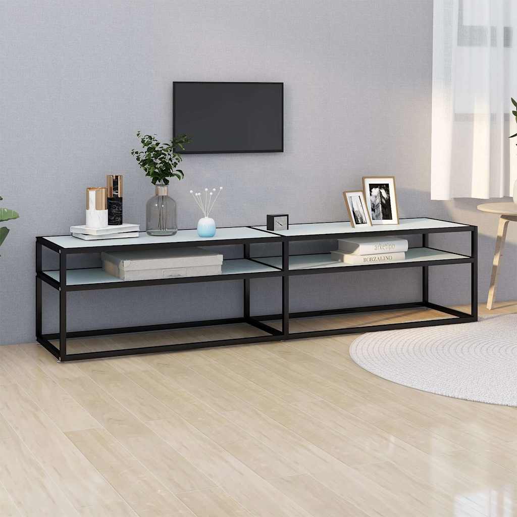 TV Cabinet 140x40x40,5 cm Tempered Glass Black and white marble 180 cm