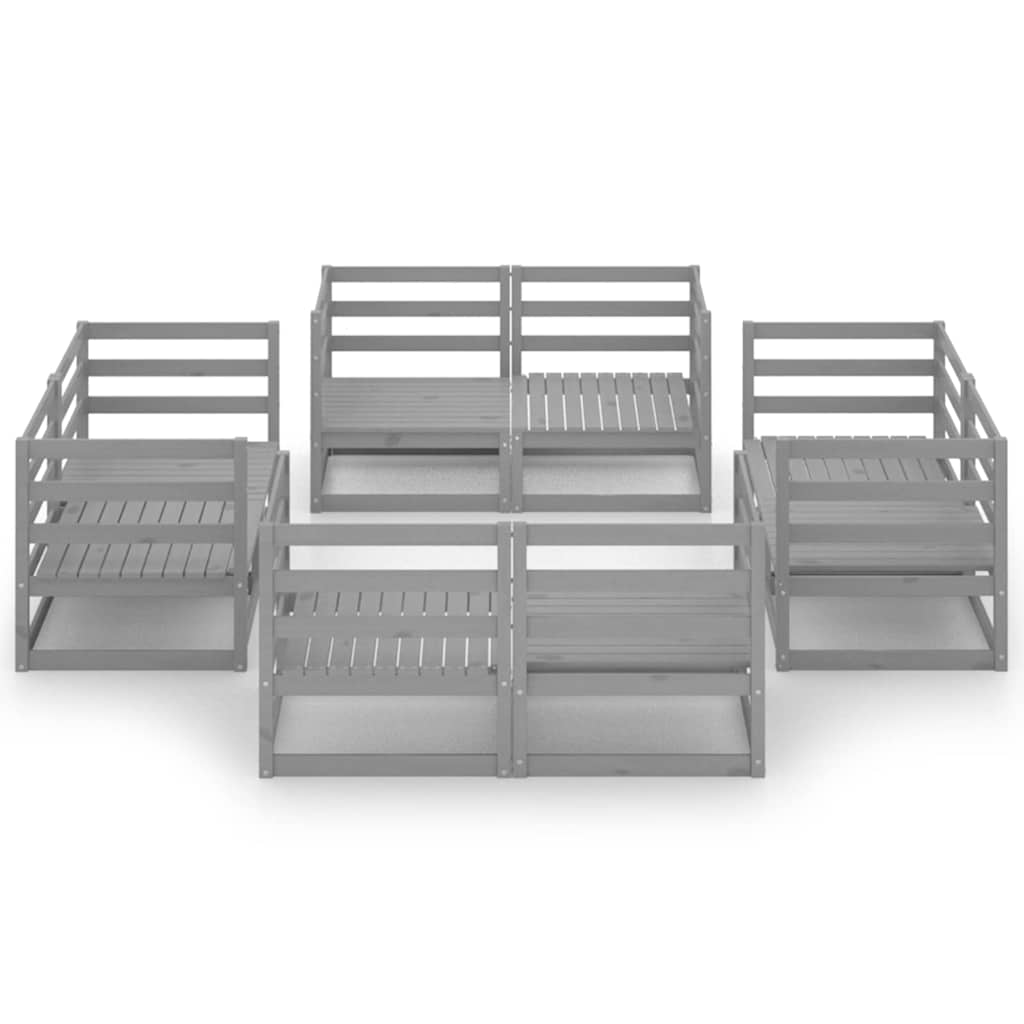 vidaXL 8 Piece Garden Lounge Set Grey Solid Wood Pine 3