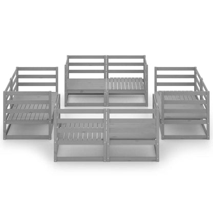 vidaXL 8 Piece Garden Lounge Set Grey Solid Wood Pine 3