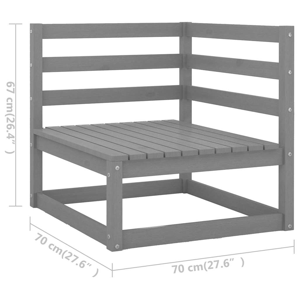 vidaXL 8 Piece Garden Lounge Set Grey Solid Wood Pine 6
