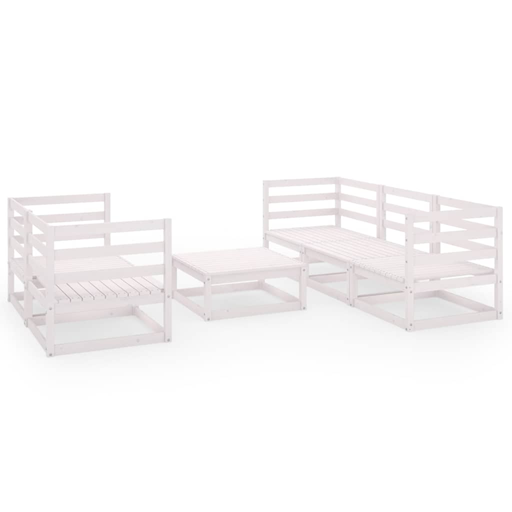 vidaXL 6 Piece Garden Lounge Set White Solid Wood Pine 2