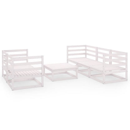vidaXL 6 Piece Garden Lounge Set White Solid Wood Pine 2