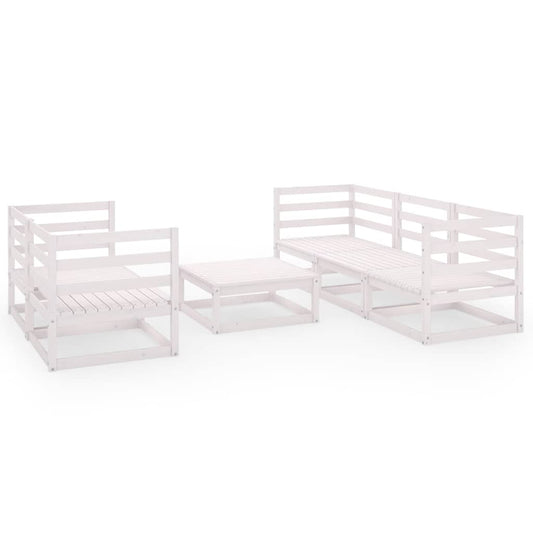 vidaXL 6 Piece Garden Lounge Set White Solid Wood Pine 2
