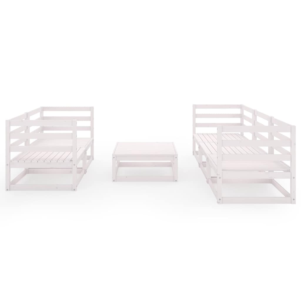 vidaXL 6 Piece Garden Lounge Set White Solid Wood Pine 3