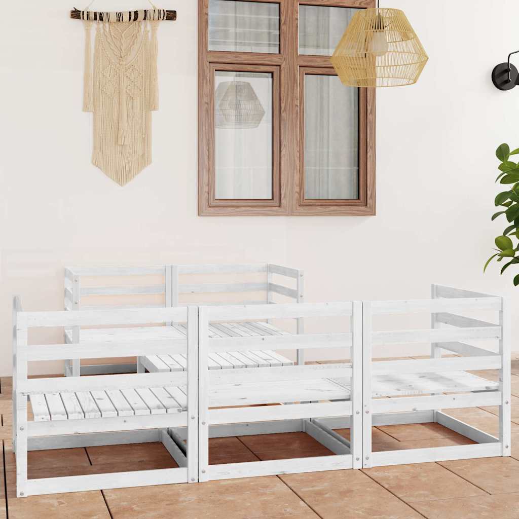 vidaXL 6 Piece Garden Lounge Set White Solid Wood Pine 1
