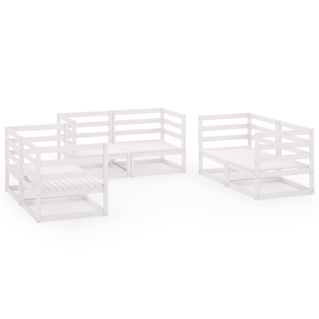 vidaXL 6 Piece Garden Lounge Set White Solid Wood Pine 2