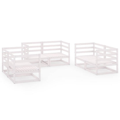 vidaXL 6 Piece Garden Lounge Set White Solid Wood Pine 2