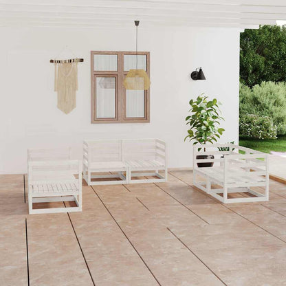vidaXL 6 Piece Garden Lounge Set White Solid Wood Pine 1