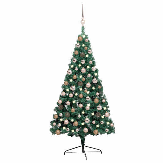 Artificial Pre-lit Christmas Tree PVC 120 cm Green with 60 rose gold balls