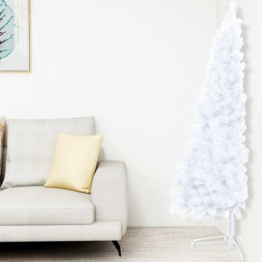 Artificial Half Pre-lit Christmas Tree with Ball 120 cm White with 60 rose gold balls