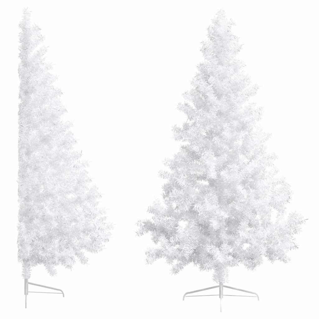 Artificial Half Pre-lit Christmas Tree with Ball 180 cm White with 60 rose gold balls