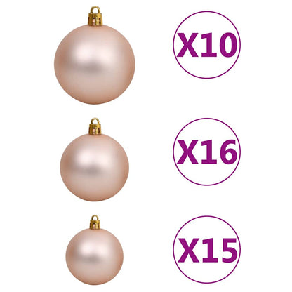 Artificial Half Pre-lit Christmas Tree with Ball 180 cm White with 60 rose gold balls