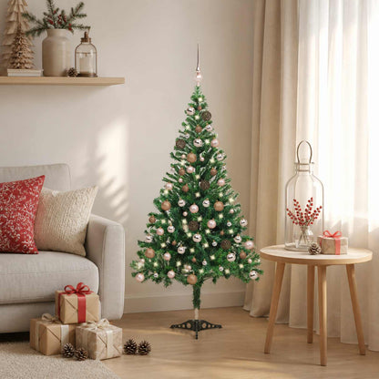 Christmas Tree PVC 120 cm Green with 150 LEDs&rose gold balls